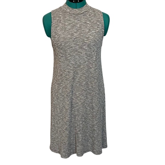 Madewell Dresses & Skirts - Madewell‎ Grey Marled Ribbed Knit Mock Neck Sleeveless Shift Midi Dress G5014 S